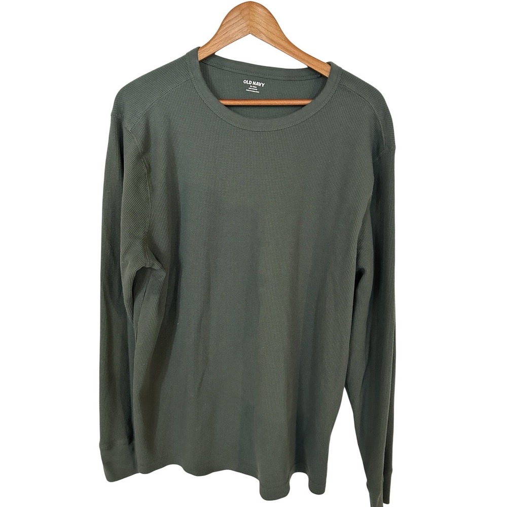 Old Navy Mens XL Tall Dark Green Waffle Knit Thermal Long Sleeve Shirt